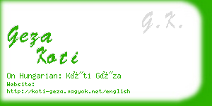 geza koti business card